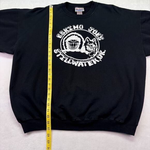 Eskimo Joe’s Stillwater OK Logo Black Pullover Sweatshirt Size XL Vintage 1995 - Picture 7 of 7